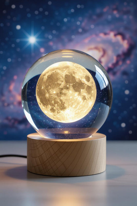Glass Lamp 3D Ball Astronomy Night Lamp with Base for Living Room Ornament Solar System Fantasy Decoration LED Colorful Lighting Touch Base Moon Light (dolphin)