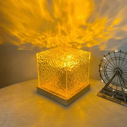 Ocean Wave Night Light Projector | Multicolor LED Cube Lamp with Remote